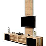 Lowboard Asteiche mit schwarzem Glas